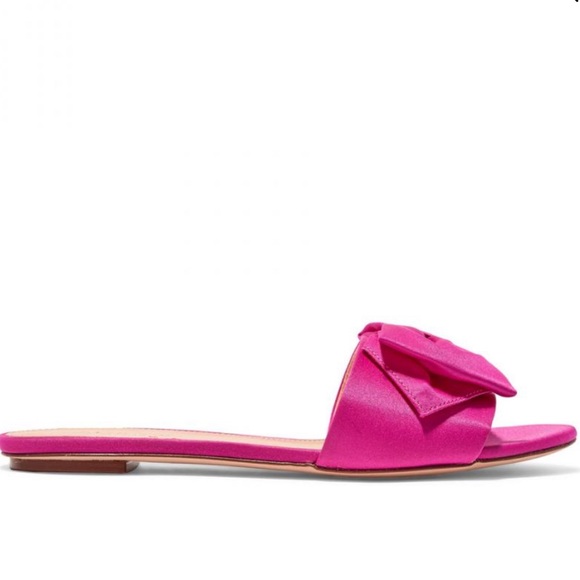 🆕Jcrew Dark Peony Pink Satin Bow Slides - Picture 5 of 7